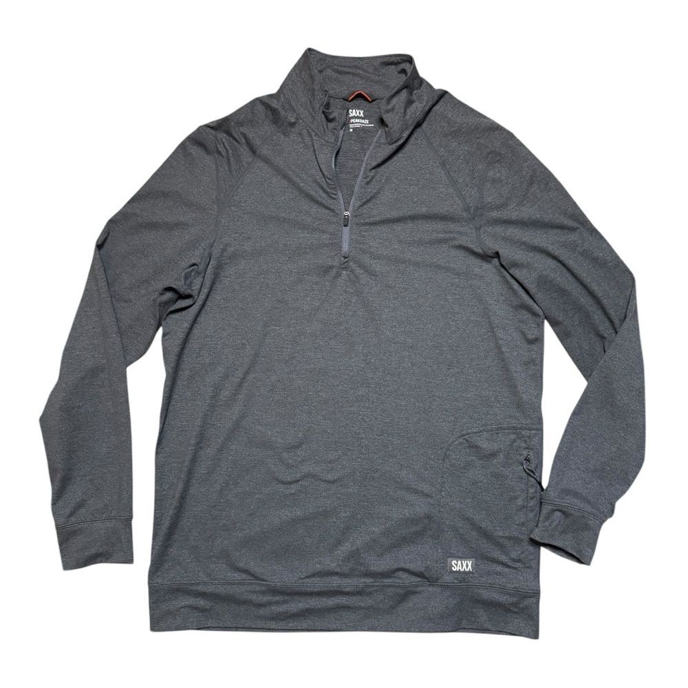 Saxx Men's PeakDaze Half Zip Heather Gray Performance Soft Knit Size M